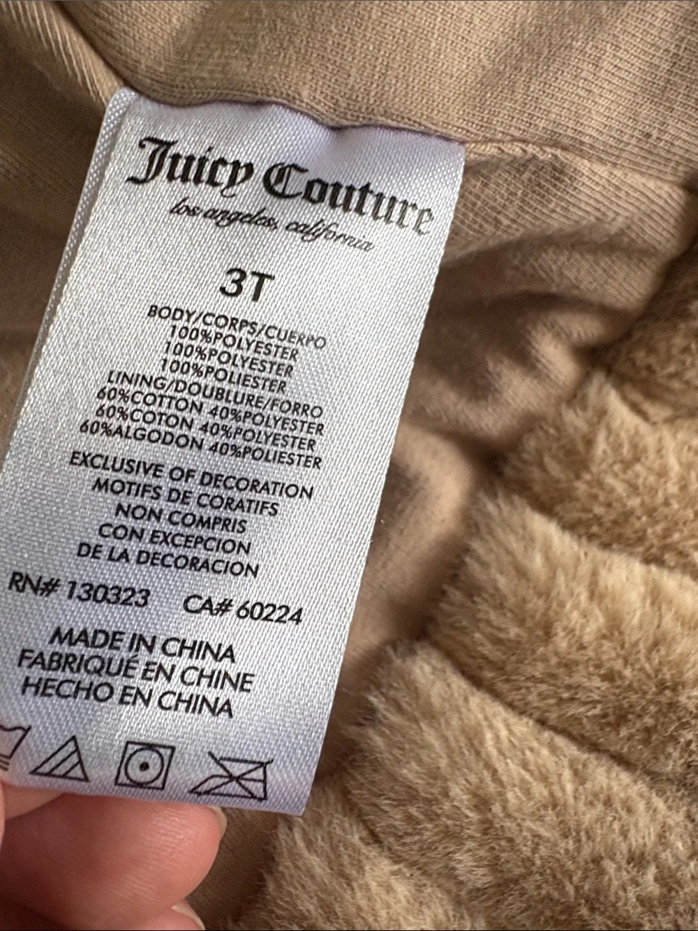 Juicy Couture 3T Matching Sets & Jacket- Tan, faux fur white, and animal print